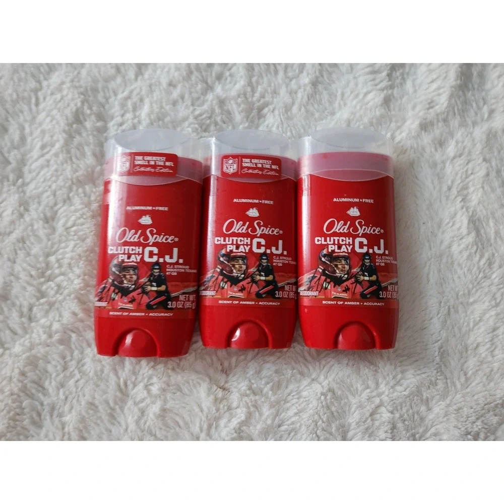 Lot of 3‎ Old Spice Clutch Play C.J. Stroud Houston Texans Deodorant 3oz NFL